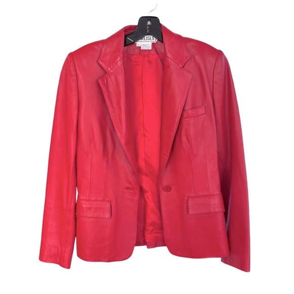 Carlisle Women’s Vintage Leather Jacket. Red. Size 4 - Picture 3 of 10